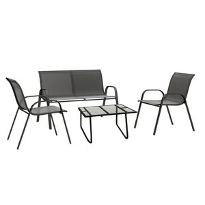 Ensemble salon de jardin 4 places en textilène avec canapé 2 places, 2 chaises et table basse en verre - Product Image 1
