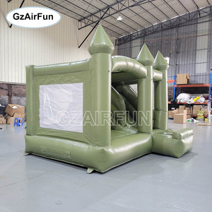<span class=keywords><strong>Château</strong></span> gonflable commercial vert olive avec toboggan, structure gonflable pour fêtes et événements en plein air - Product Image 3