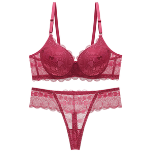 Conjunto de lencería sexy de encaje transpirable para mujer, con aros y tanga, talla XXL, 2 piezas, ¡Gran oferta! - Product Image 1