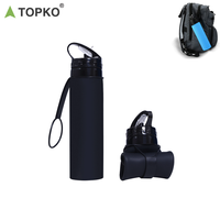 TOPKO Bouteille d'eau pliable en silicone portable de haute qualité pour les sports de voyage en plein air 600ml Bouteille d'eau de sport potable