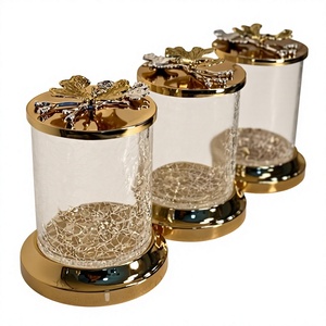 Tarro Redondo de Vidrio para Galletas con Tapa Metálica Abatible, Hermético, Diseño Artesanal de Lujo, 8oz, Contenedor Ecológico para Especias de Cocina - Product Image 1