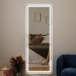 Modern Rectangular Frameless <strong>Silver</strong> Hotel <strong>Bathroom</strong> LED Wall &amp; Floor Stand Full-Body Length <strong>Mirror</strong> with Lights - Product Image 5