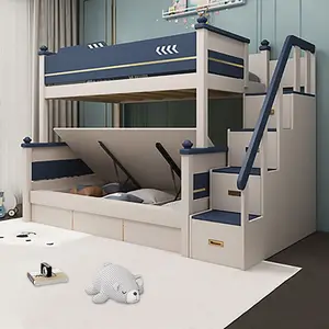 Çift katmanlar çocuk yatağı zarif katı ahşap çocuk yatağı özelleştirme seramik karo yatak odası