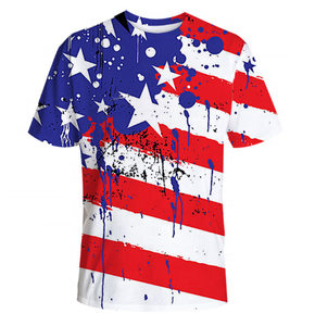 Camiseta de sublimacion para hombres con la bandera de EE. UU. de moda Alibaba