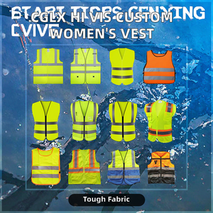 Gilet de sécurité haute visibilité orange en polyester pour femmes, logo personnalisé en gros, vêtements de travail pour la construction routière, vêtements de travail - Product Image 3