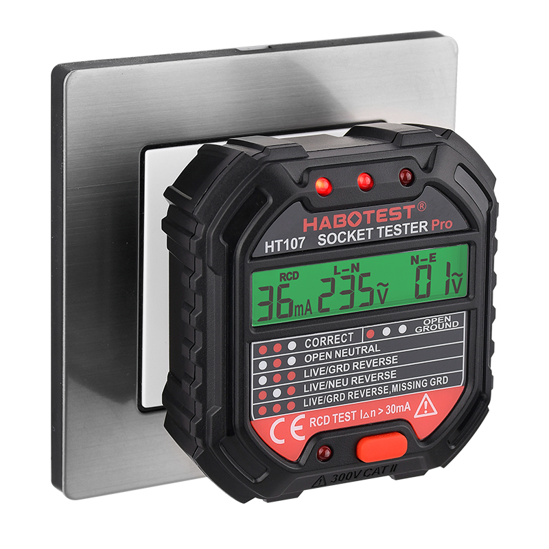 Заводская цена, тестер электрической розетки HABOTEST HT107E с цифровым дисплеем