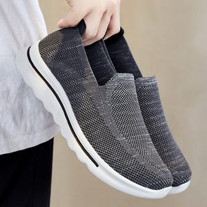 Chaussures de sport pour hommes grandes tailles, transfrontalières, en gros, tissées, respirantes, à enfiler, pour la course et le quotidien, été, couleur unie - Product Image 4