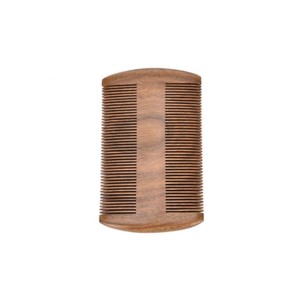Peigne double face en bois de pêche naturel, antistatique, à dents fines et larges, pour cheveux bouclés, peigne à barbe en bois écologique - Product Image 6