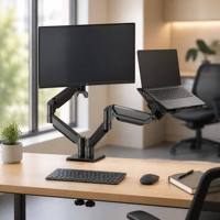Support pour ordinateur portable à double écran, bras à ressort à gaz rotatif à 360 degrés, support de bureau VESA réglable pour la maison et le bureau, 576x950x105mm
