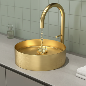 <span class=keywords><strong>Lavabo</strong></span> in oro spazzolato per bagno Hotel <span class=keywords><strong>lavabo</strong></span> 304 in acciaio inox <span class=keywords><strong>lavabo</strong></span> a mano moderno lusso <span class=keywords><strong>rotondo</strong></span> lavandini - Product Image 1