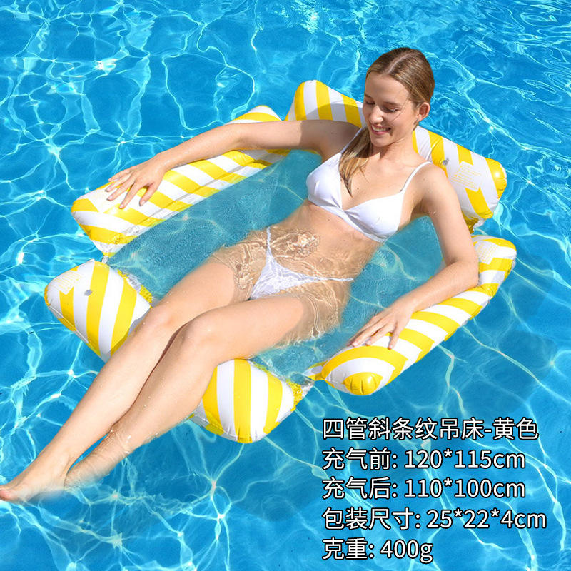 Hamaca de cuatro tubos con rayas oblicuas - Amarillo