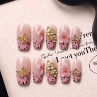 Emballage personnalisé, marque privée, ongles pressés faits à la main, courbes carrées françaises de 2,5 cm, couverture complète, ongles en PMMA, ongles portables