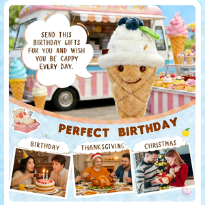 Decorazioni e Accessori per Feste a Tema Pasquale, Giocattolo di Peluche a Forma di Gelato alla Crema di Mirtillo, Adatto per Ragazze e Adolescenti - Product Image 6