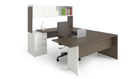 Bureau d'angle avec bibliothèque intégrée, bureau d'ordinateur combiné avec bibliothèque, style luxe léger, bureau d'étude à domicile avec dossier
