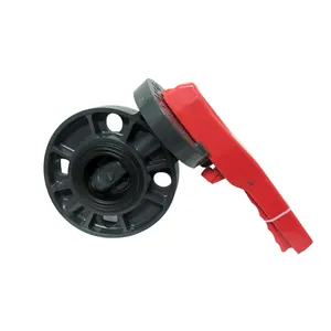 DN 50 DN100 DN 150 DN 200 High Performance UPVC Wafer Manual Butterfly Valve Plastic Handle Lever Butterfly Valve Manufacturers