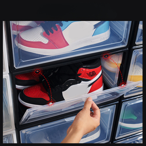 Acrylic gấp bên mở giày lưu trữ hộp nhiệm vụ nặng nề rõ ràng nhựa Sneakers nhựa hiển thị <span class=keywords><strong>Stackable</strong></span> giày lưu trữ hộp - Product Image 2