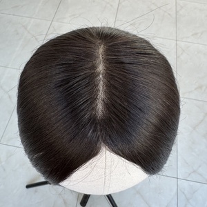 Topper de cabello humano europeo de doble dibujo de Color marrón Natural para adelgazar el cabello Topper de densidad ligera Mono Mesh <span class=keywords><strong>Crown</strong></span> Hair Topper - Product Image 4