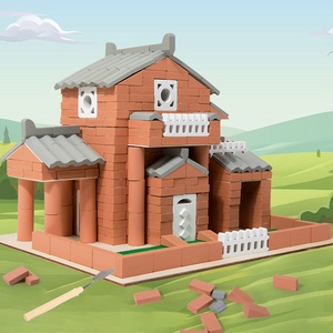 Kids Wooden DIY Masonry <strong>Building</strong> <strong>Toy</strong> <strong>Set</strong> Construct <strong>Brick</strong> Walls And Assemble <strong>Mini</strong> House Model For Creative Play - Product Image 2
