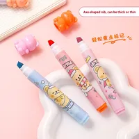 Marcadores Creativos con Forma de Oso, Juego de 6 Colores, Punta de Cartulina, para Resaltar Puntos Clave, Marcadores Coloridos, Venta al Por Mayor