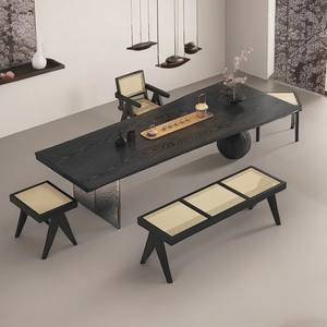 Meja teh desainer Wabi Stillwind, meja teh kayu solid dengan perubahan gradasi warna, meja kayu besar untuk ruang tamu. - Product Image 3