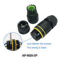 Conector Impermeable IP68 de 2/3/4/5/6 Pines, Conexión de Cable para Exteriores, Nylon, 400V, Bloque de Terminales Eléctricos para Iluminación, AP-M30-3P, CE