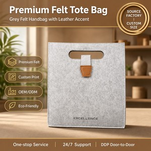 Bolsa <span class=keywords><strong>de</strong></span> <span class=keywords><strong>Fieltro</strong></span> <span class=keywords><strong>con</strong></span> Logotipo Grabado Personalizado, Suministro <span class=keywords><strong>de</strong></span> Fábrica, <span class=keywords><strong>con</strong></span> Hebilla <span class=keywords><strong>de</strong></span> Cuero PU, Resistente, Portátil, para Compras o Negocios - Product Image 1