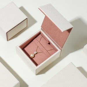 Coffret de rangement de luxe léger en coton et lin, couleur chaude, personnalisable, pour bijoux, colliers de perles, ensembles de bagues et chaînes - Product Image 4