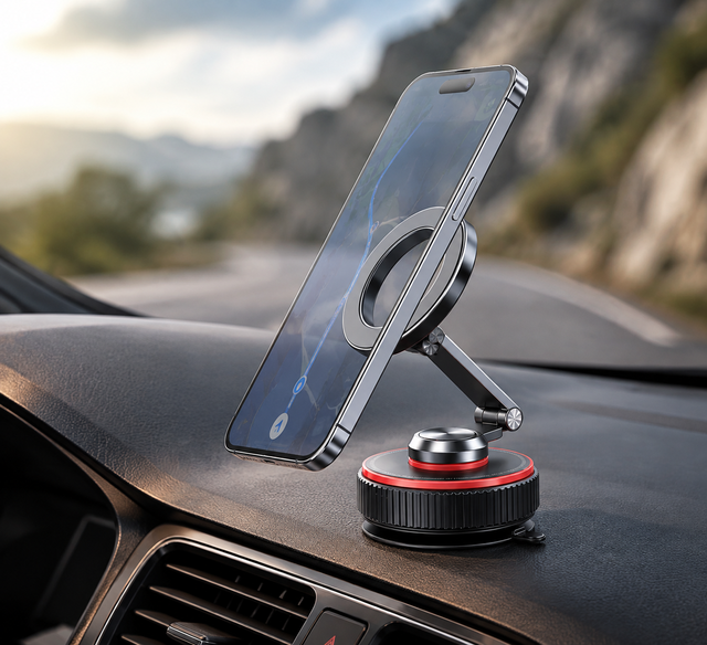 LC Automatic Vacuum Magnetic Car Phone Holder Strong Suction Mount for Dashboard Windshield GPS Navigation Phone Stand