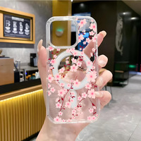 Pour iPhone 16 Plus 14 13 12 LN074 Étui magnétique à fleurs pour iPhone 16 Pro Coque arrière rigide en PC imprimée