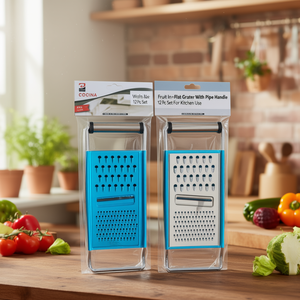 Grattugia Piatta Tre in Uno con Manico a Tubo, Set da 12 Pezzi per Uso in Cucina - Product Image 2