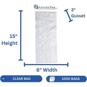 Sacs ventilés en LDPE transparent 6x3x15 pouces 0,80 mil pour stockage alimentaire, 1000 unités - Product Image 2