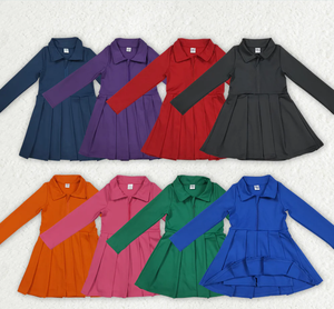 Robes de yoga pour bébés filles à manches longues et fermeture éclair, longueur genou, 8 couleurs, Sibling - Product Image 1