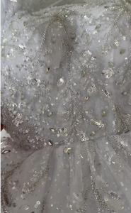 Robe de mariée de luxe africaine style bal, manches longues, col <span class=keywords><strong>carré</strong></span>, richement perlée, grande taille, robe de mariée nigériane, robe Asoebi sur mesure - Product Image 6