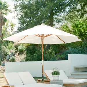 Di lusso in legno palo di tela impermeabile Patio piscina giardino in legno spiaggia sole ombrellone esterno con nappe