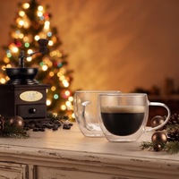 Lot de tasses à café en verre à double paroi pour expresso, vente en gros