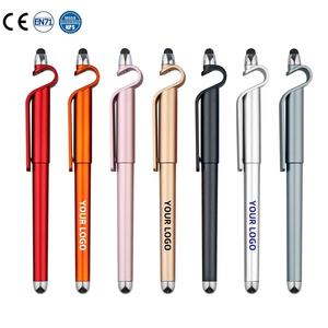 Penna Gel in Plastica Personalizzabile con Logo, Inchiostro Blu, Nero e Rosso da 0,5mm, Multifunzione con Supporto per Telefono e Touch Screen - Product Image 1