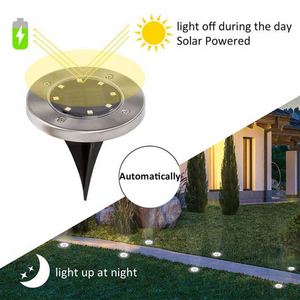 Landscape Stainless Steel 8 Led <b>Solar</b> Powered Disk <b>Lights</b> Cold/Warm <b>Solar</b> Lawn Deck <b>Light</b> Outdoor <b>Solar</b> <b>Ground</b> <b>Light</b> - Product Image 5