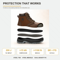Bottes de sécurité en cuir Crazy Horse, embout en acier, résistantes aux perforations, antidérapantes et résistantes à l'huile, semelle PU double densité EN ISO 20345