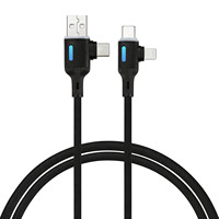 Câble de charge rapide 23 en 2 avec écran LED, câble de charge multi USB 60W, cordon de chargeur multiple pour iPhone/Android/tablettes