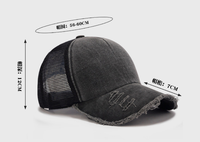 Gorra trucker de malla vintage deportiva con lazo, desgastada y deshilachada, lista para enviar, MOQ bajo