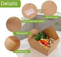 Boîtes alimentaires rigides en kraft recyclé, contenants en papier jetables pour la restauration, les nouilles, les salades, les repas, les gâteaux, les boîtes d'expédition