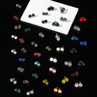 Boucles d'oreilles rondes en acier inoxydable avec pierre d'agate rouge et œil de tigre de 6 à 10 mm, résistantes aux rayures, idéales pour un usage quotidien, cadeaux, vente en gros JD GEMS