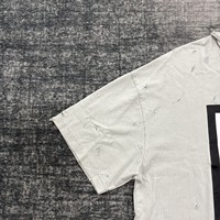 T-shirt Homme Personnalisé Décontracté à Manches Courtes avec Logo Imprimé Numérique, Coupe Boxy, Style Streetwear de Luxe, Effet Vieilli et Délavé