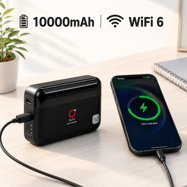 OLAX M100 10000mAh Wireless Power Bank & Mobile Wifi Router LED Display USB-C Cable Dual Band Router for Outdoor Phone MiFis