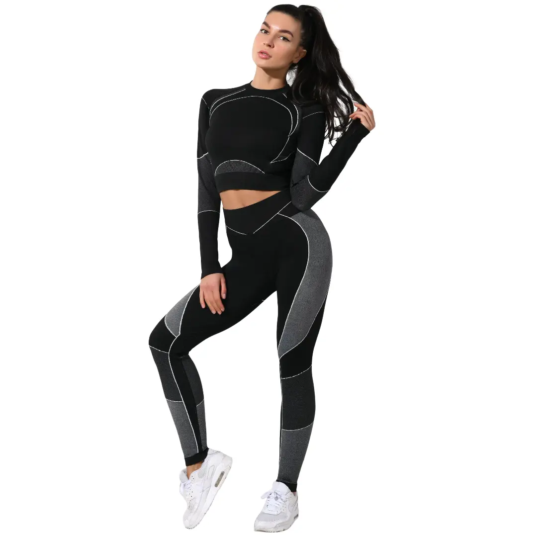 Pabrik Kustom Fashion elastis Yoga celana setelan Yoga Gym kebugaran set latihan Jogging pakaian untuk wanita