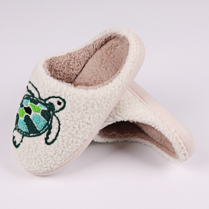 Chaussons d'intérieur chauds et mignons en forme de tortue, en peluche douce, confortables, en polaire Sherpa, pour la maison - Product Image 3