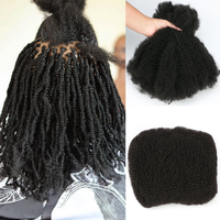 Cheveux à tresser Afro Kinky Curly Brazilian Remy Blend en vrac, extensions mini-torsades et dreadlocks pour tissage machine double trame, noir naturel