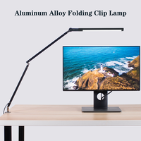 Lampe de bureau moderne à abat-jour détachable, lampe de table LED électrique simple avec bras pliable et pince/base, éclairage flexible à large angle