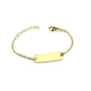 Braccialetto con nome in acciaio inossidabile personalizzato fai-da-te braccialetto per bambini <span class=keywords><strong>adulti</strong></span> con incisione in <span class=keywords><strong>oro</strong></span> reale 18 carati - Product Image 1
