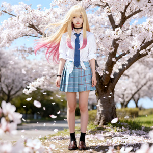 School Uniform Skirt <b>Women</b> Blue Plaid Pleated For Cosplay Adult Woven Fabric - Product Image 3